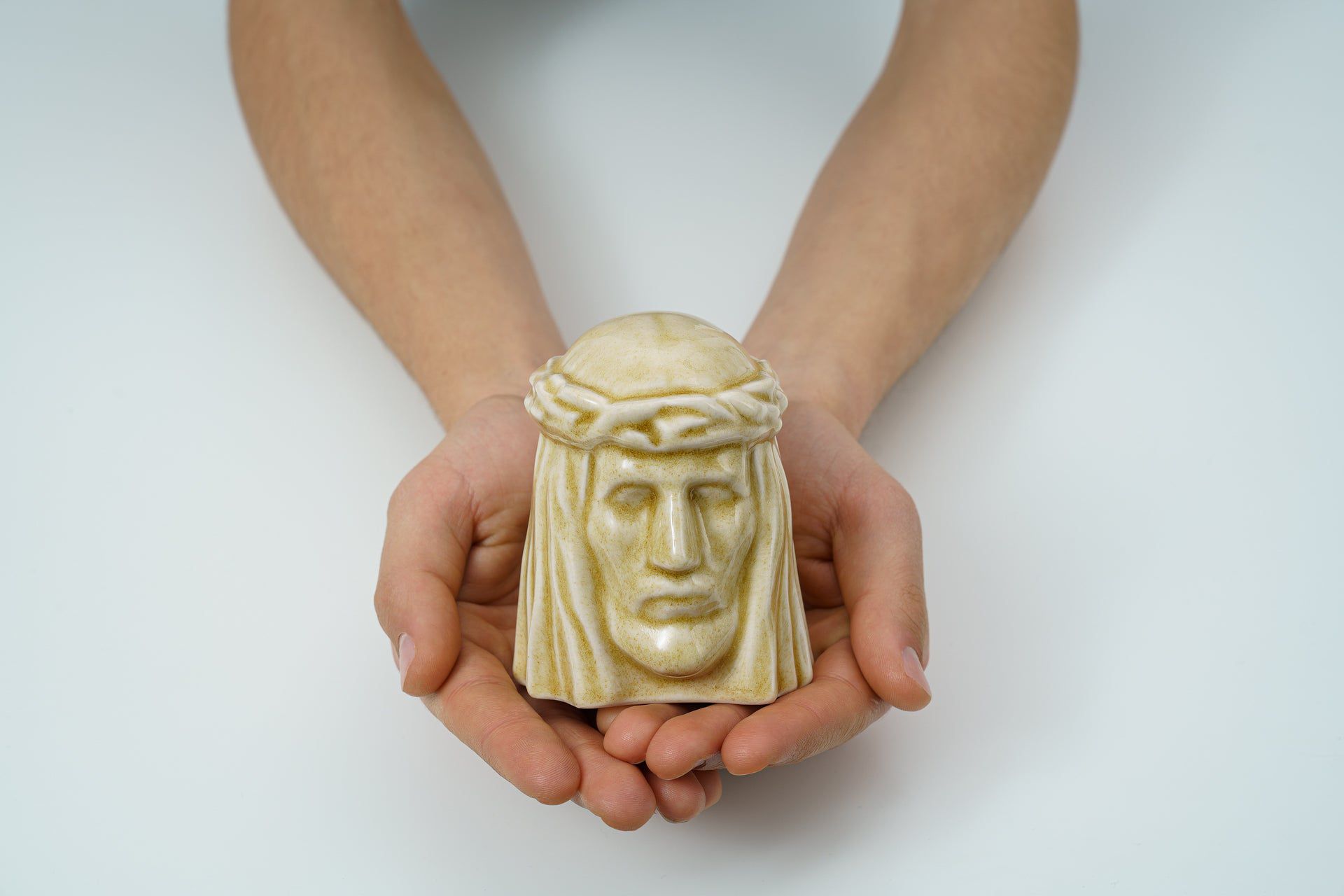 The Christ Mini Urn for Ashes in Oily Green