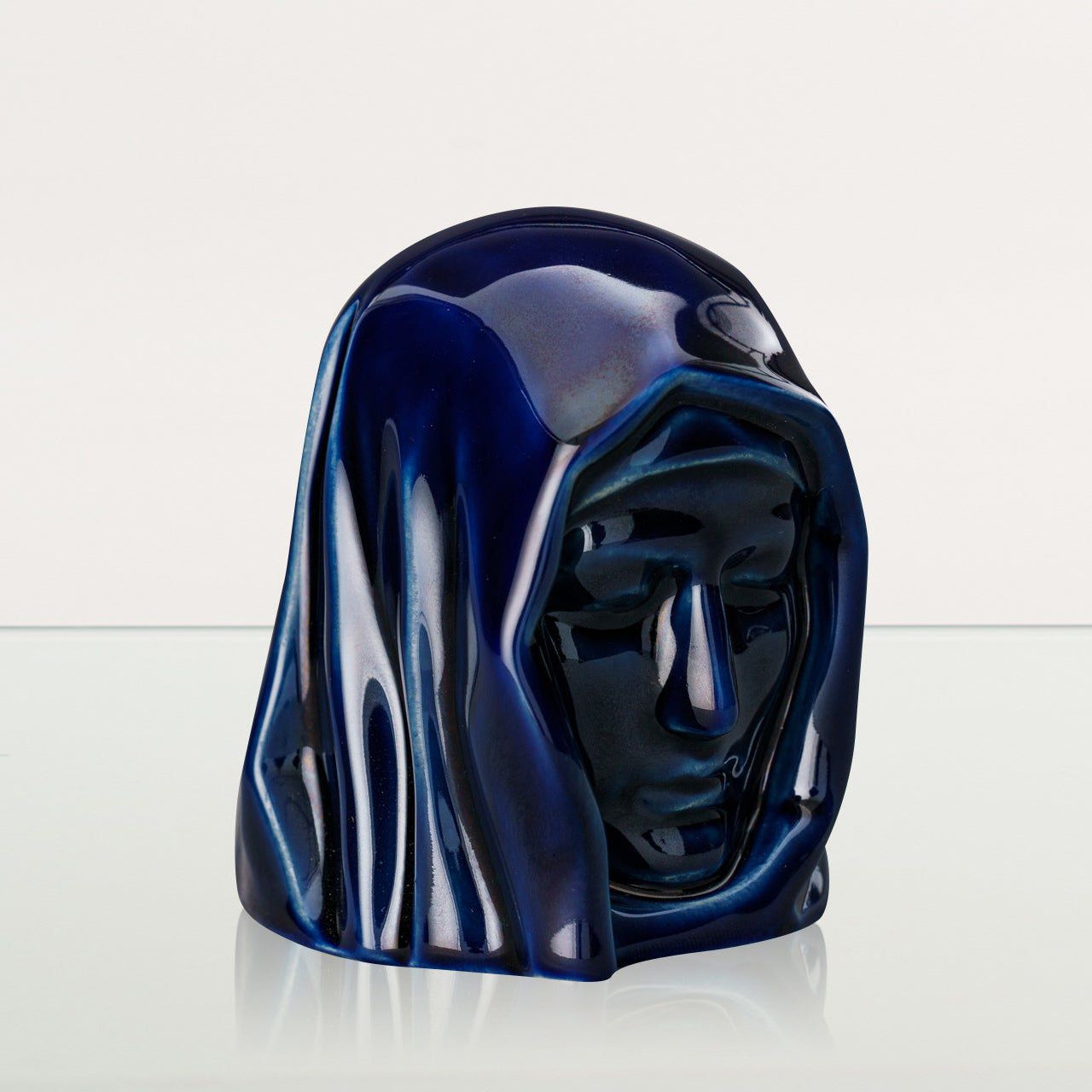 The Holy Mother Mini Urn for Ashes in Metallic Blue