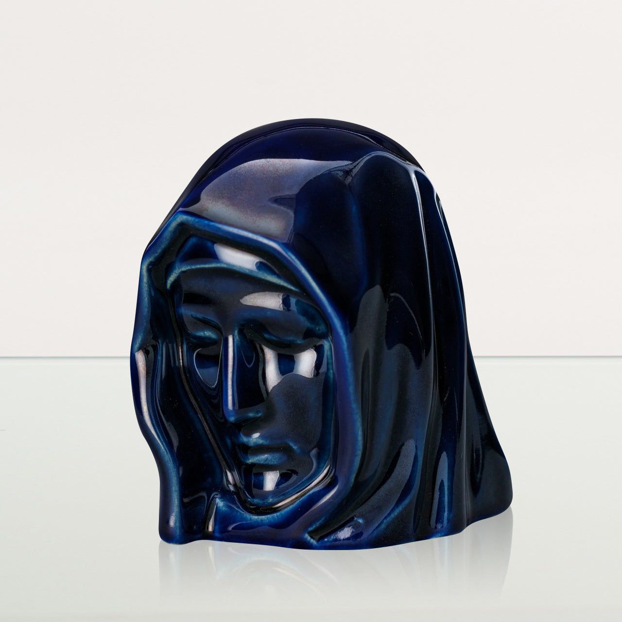 The Holy Mother Mini Urn for Ashes in Metallic Blue