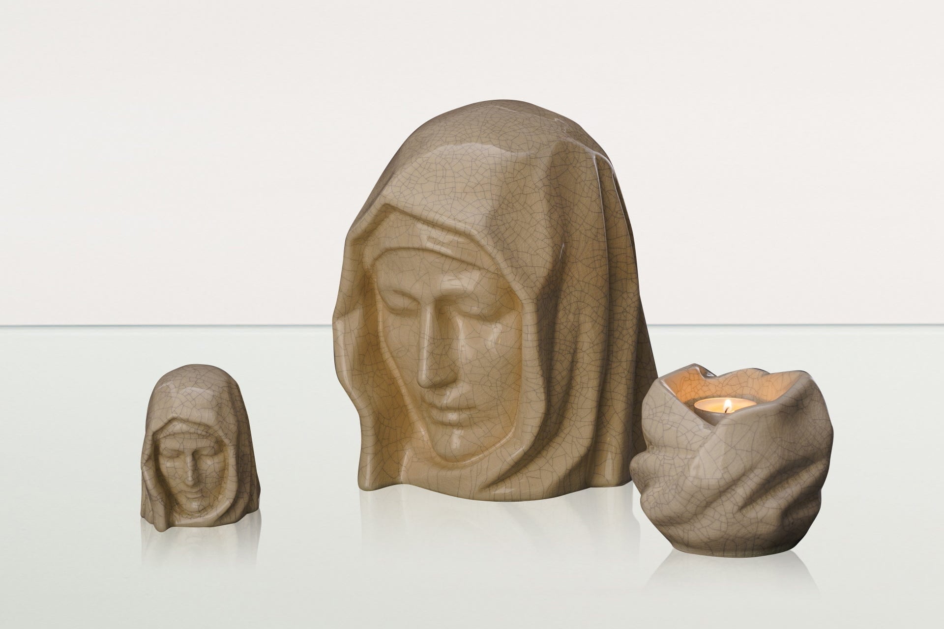 The Holy Mother Mini Urn for Ashes in Crackle Glaze