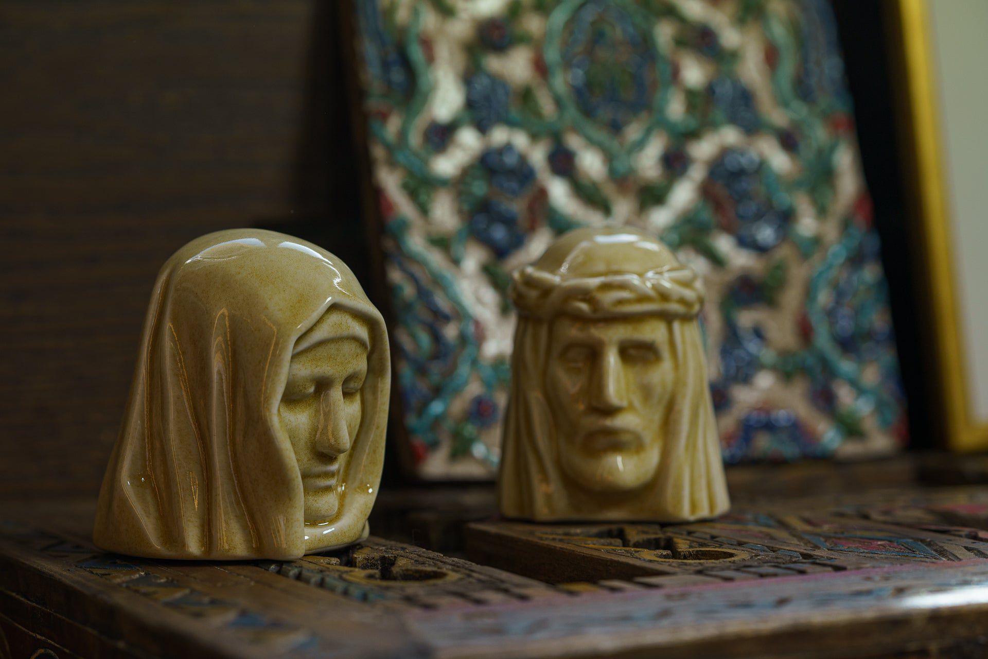 The Holy Mother Mini Urn for Ashes in Light Sand