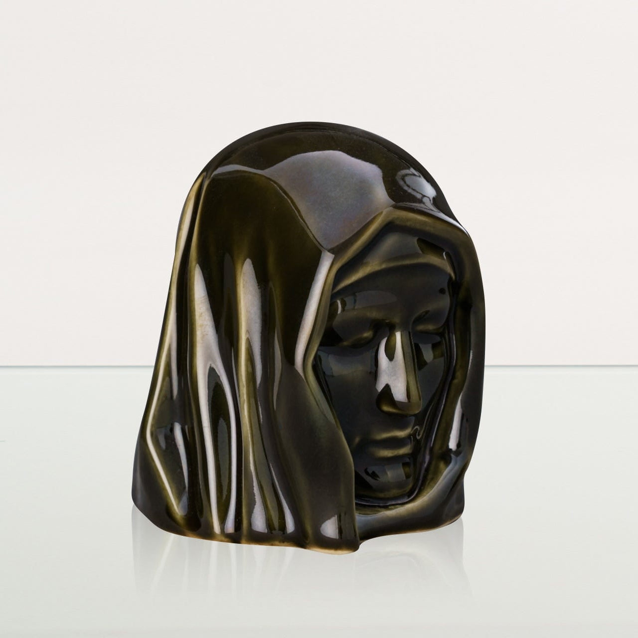 The Holy Mother Mini Urn for Ashes in Oily Green