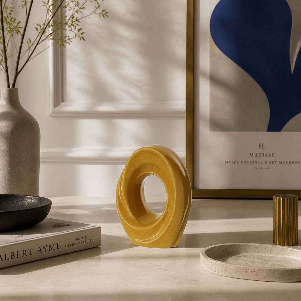 The Passage Mini Urn for Ashes in Amber Yellow