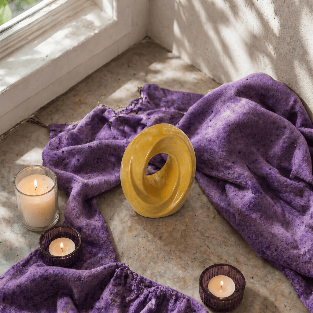 The Passage Mini Urn for Ashes in Amber Yellow