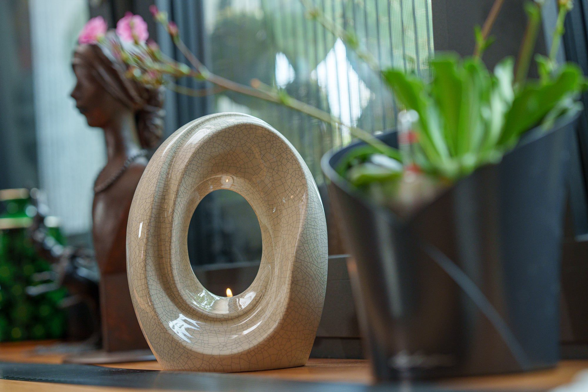 The Passage Medium Urn for Ashes in Crackle Glaze