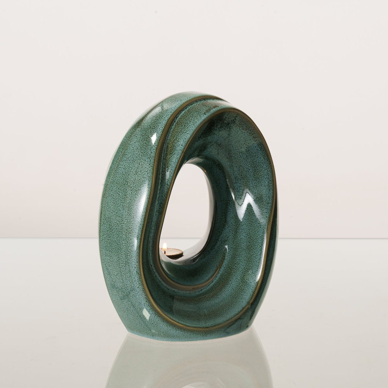 The Passage Medium Urn for Ashes in Oily Green
