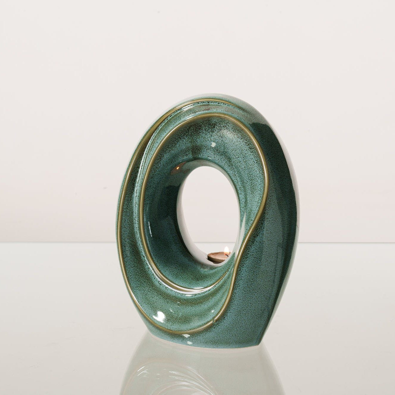 The Passage Medium Urn for Ashes in Oily Green