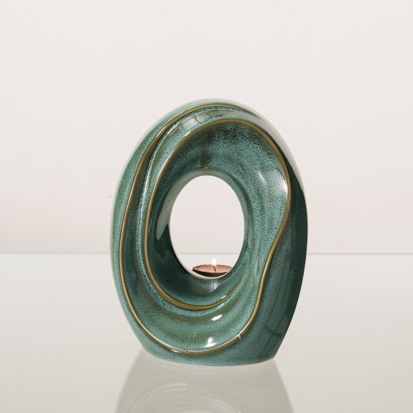 The Passage Medium Urn for Ashes in Oily Green