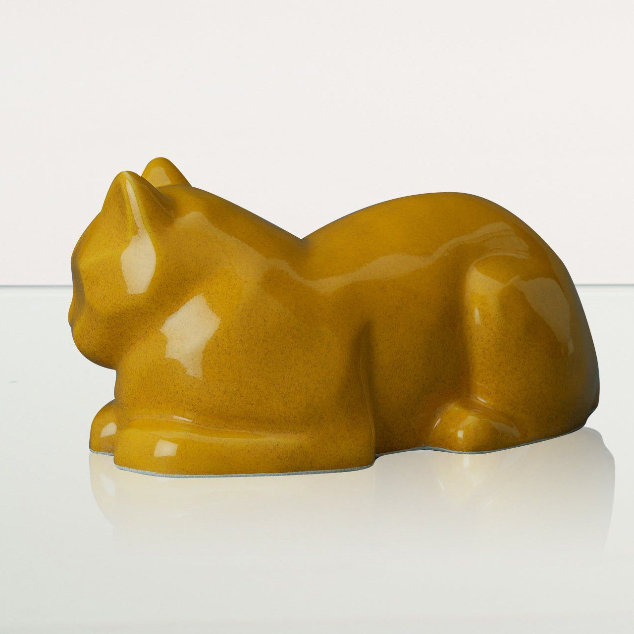 Cat Pet Urn for Ashes in Amber Yellow