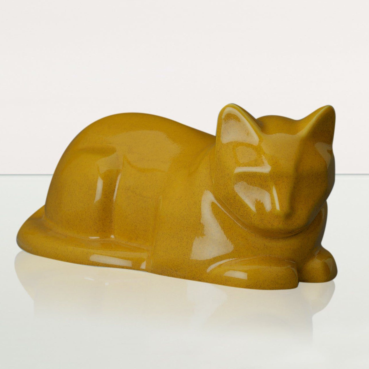 Cat Pet Urn for Ashes in Amber Yellow
