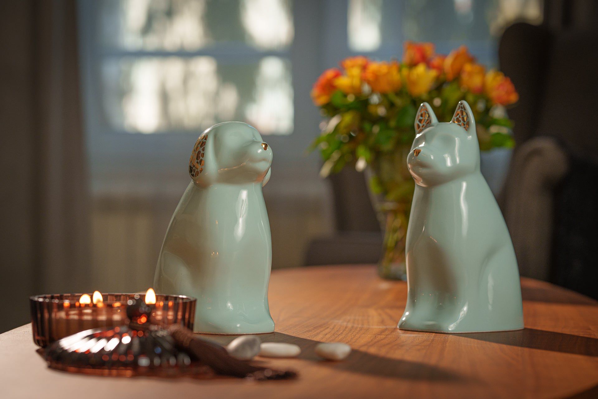 Cuddle Dog Pet Urn for Ashes in White