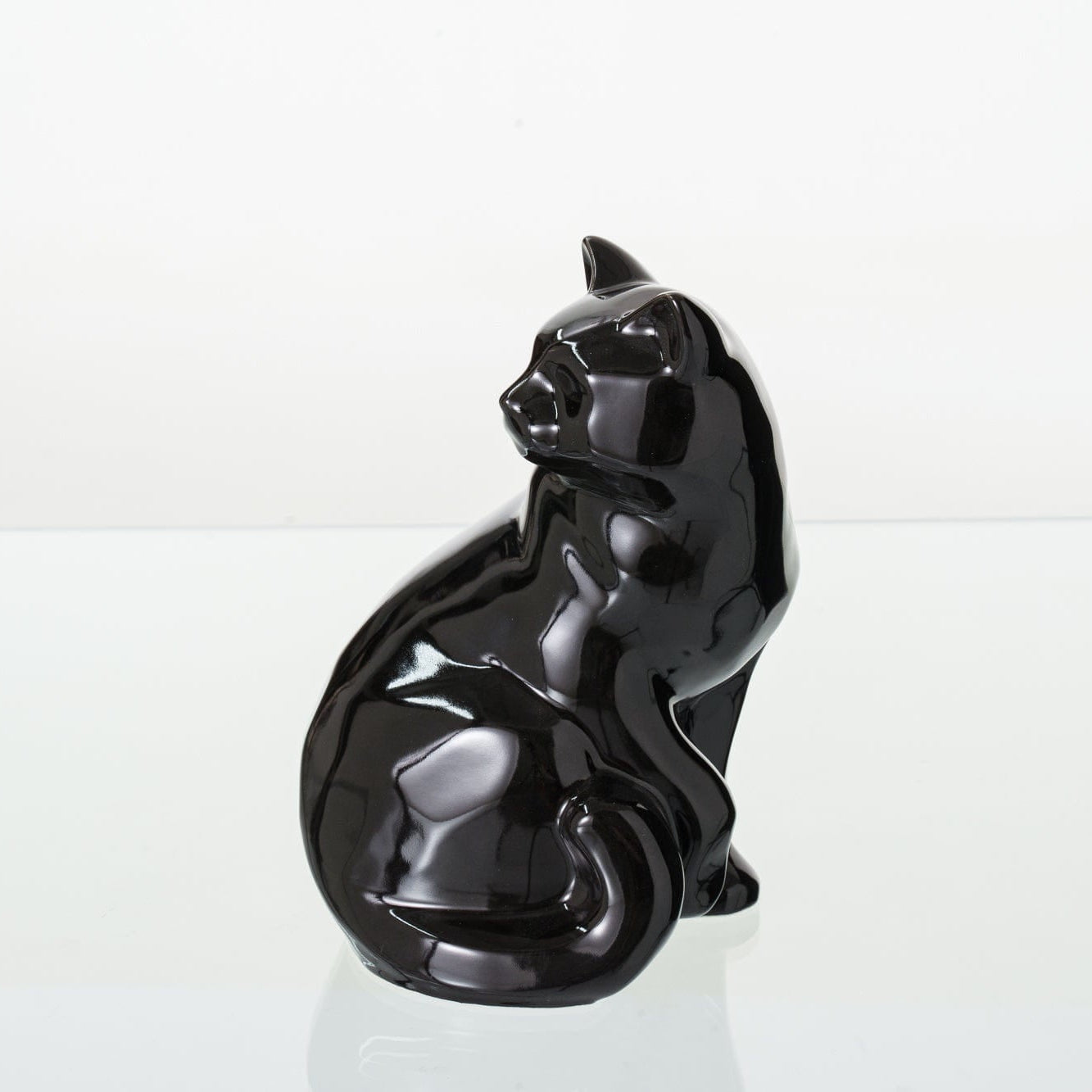 Felix Cat Urn for Ashes in Glossy Black