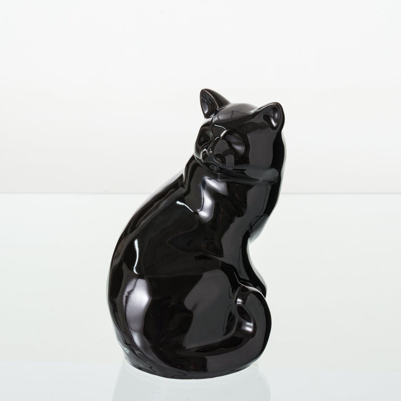 Felix Cat Urn for Ashes in Glossy Black