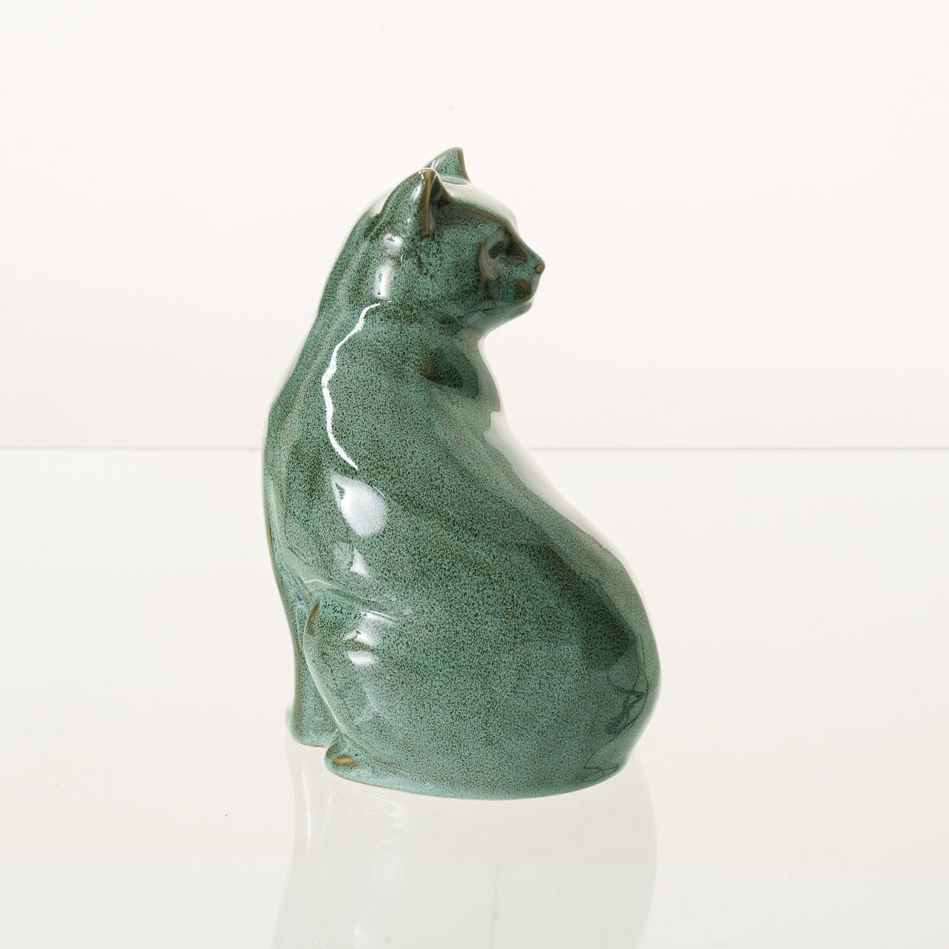 Felix Cat Urn for Ashes in Oily Green