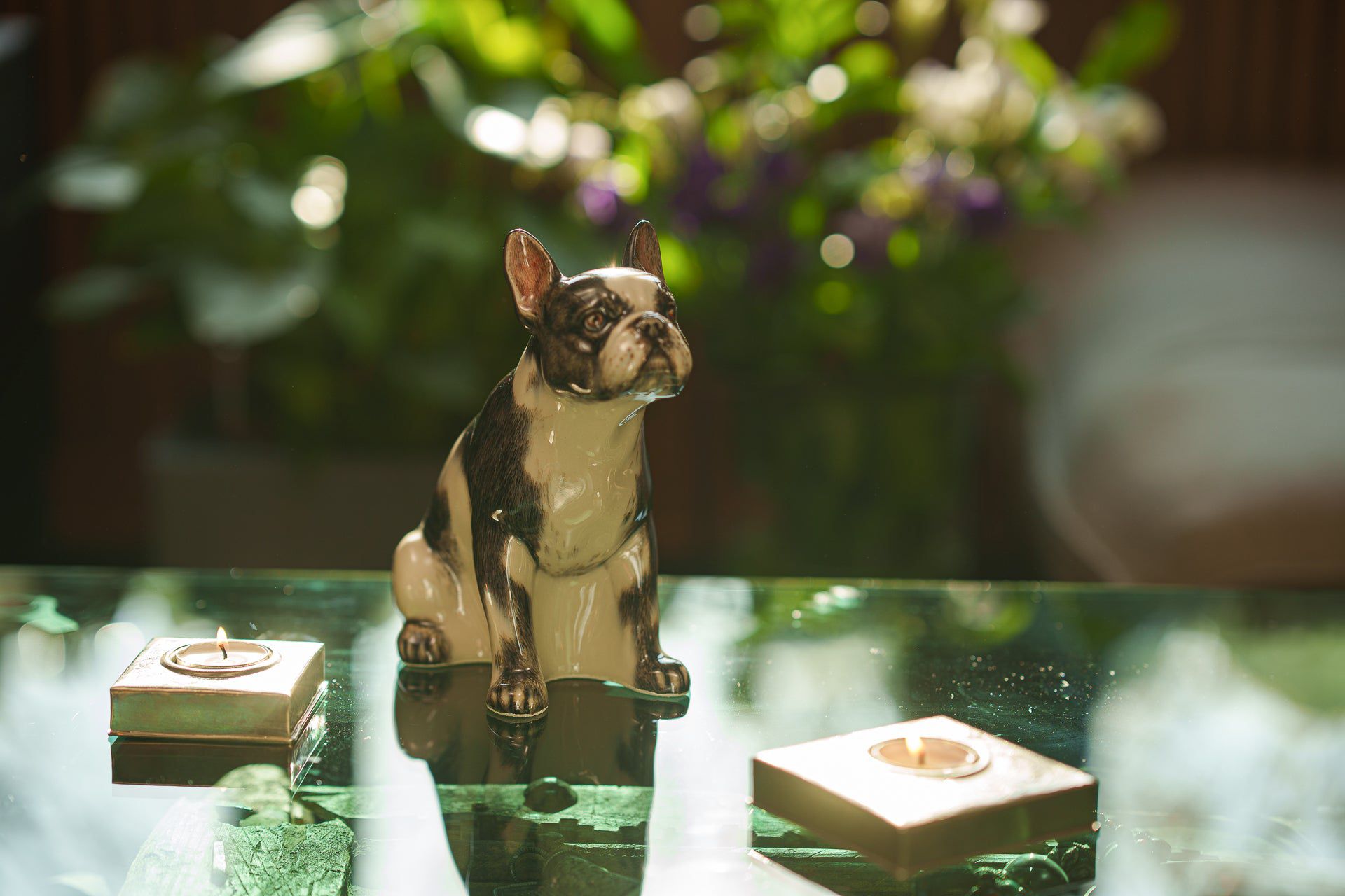 French Bulldog Pet Urn for Ashes in Black and White
