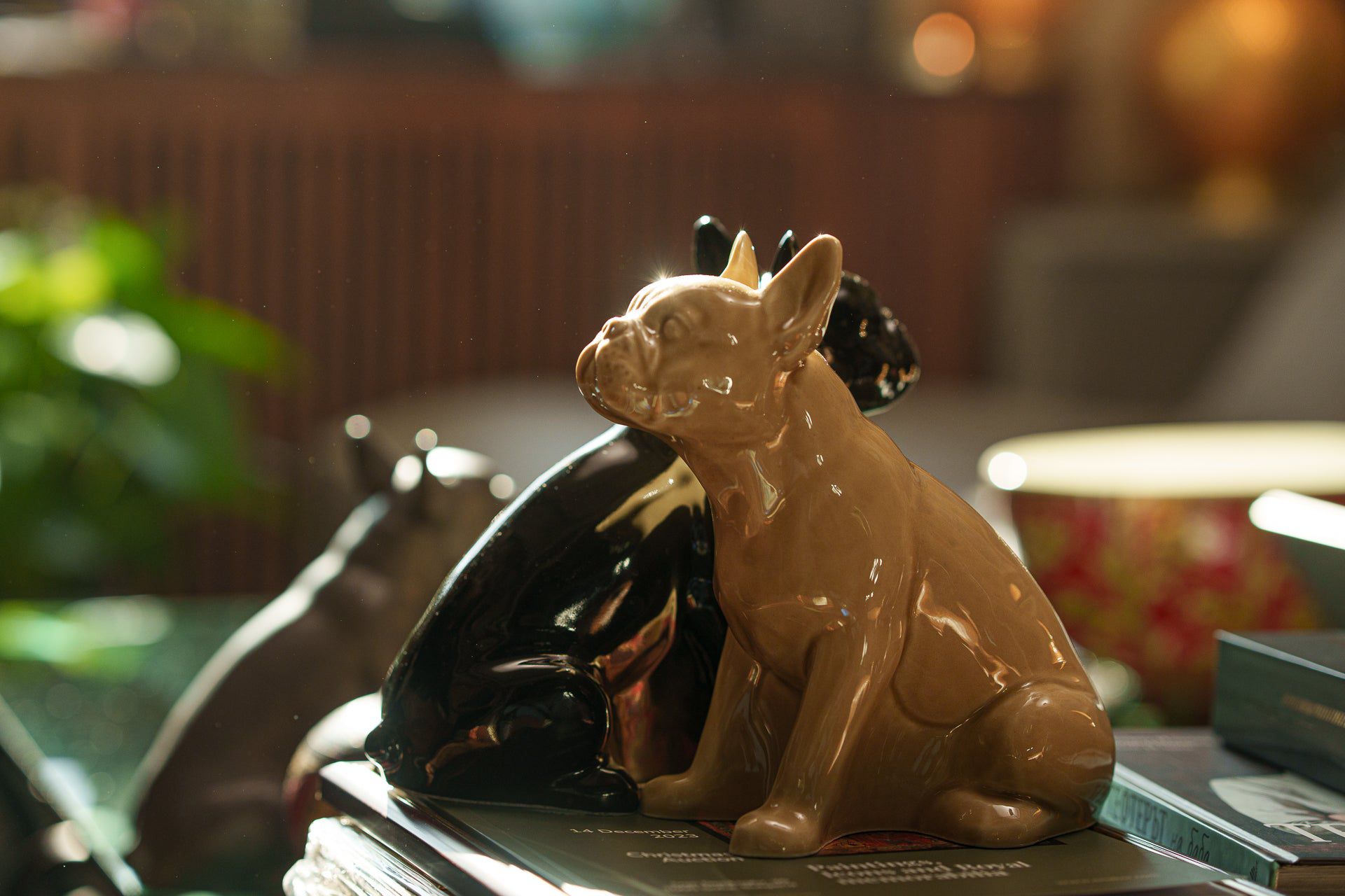 French Bulldog Pet Urn for Ashes in Black and White