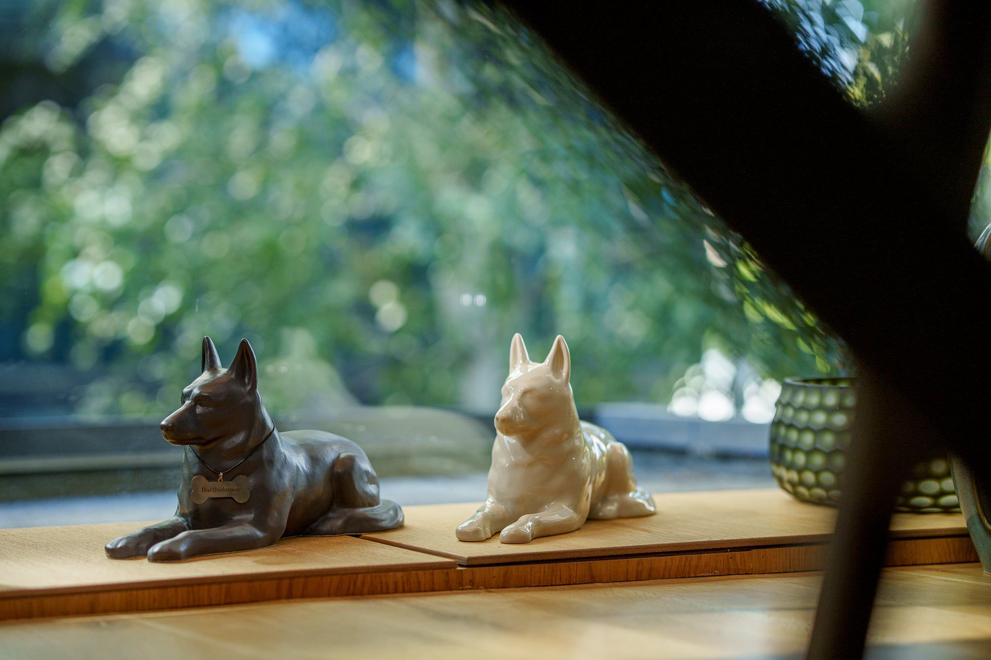 German Shepherd Pet Urn for Ashes in Matte Grey