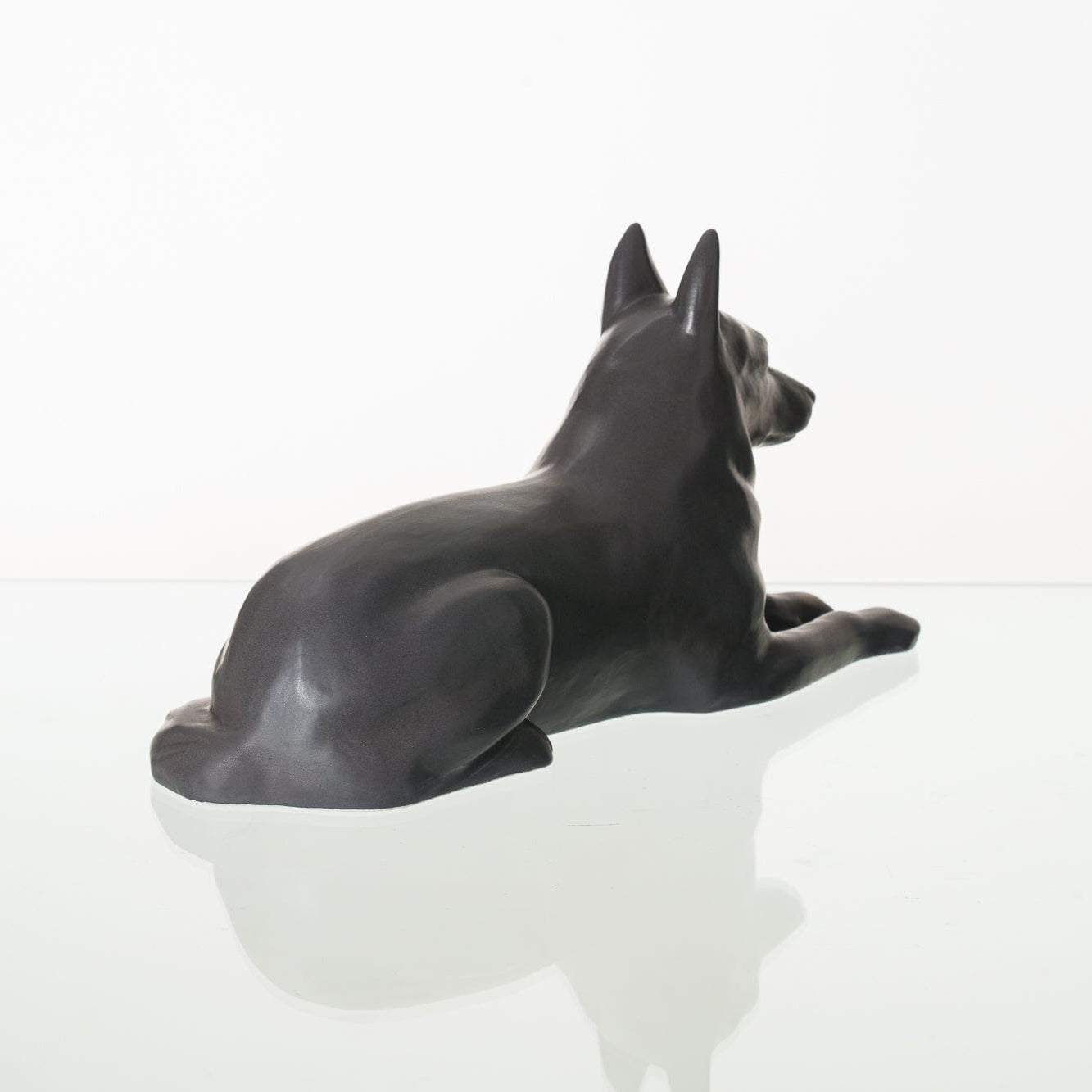 German Shepherd Pet Urn for Ashes in Matte Grey