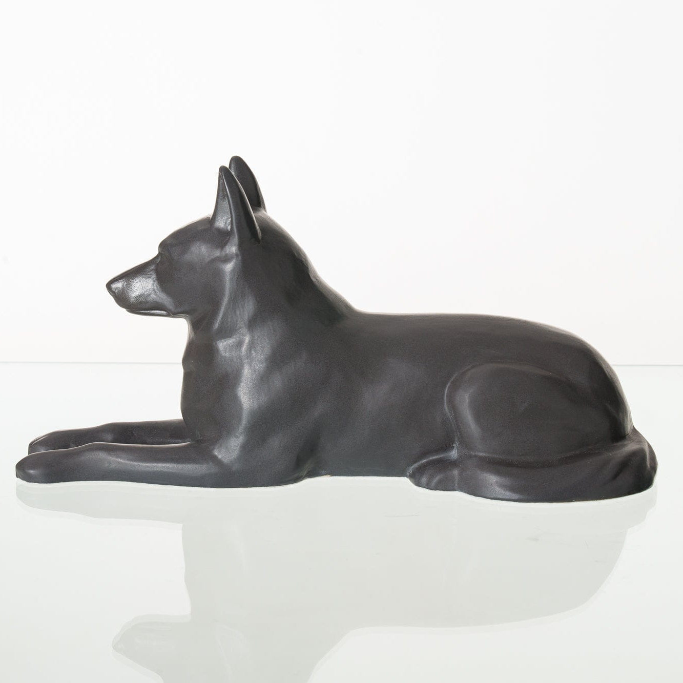 German Shepherd Pet Urn for Ashes in Matte Grey