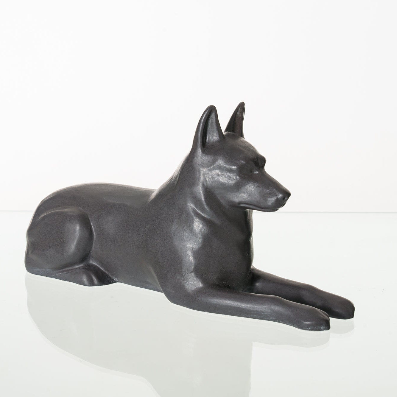 German Shepherd Pet Urn for Ashes in Matte Grey