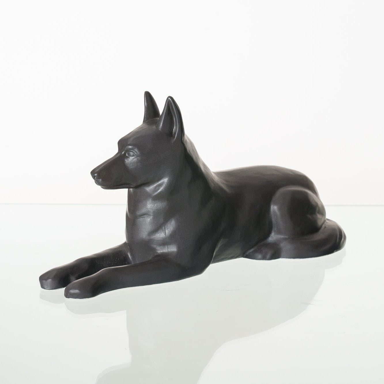 German Shepherd Pet Urn for Ashes in Matte Grey