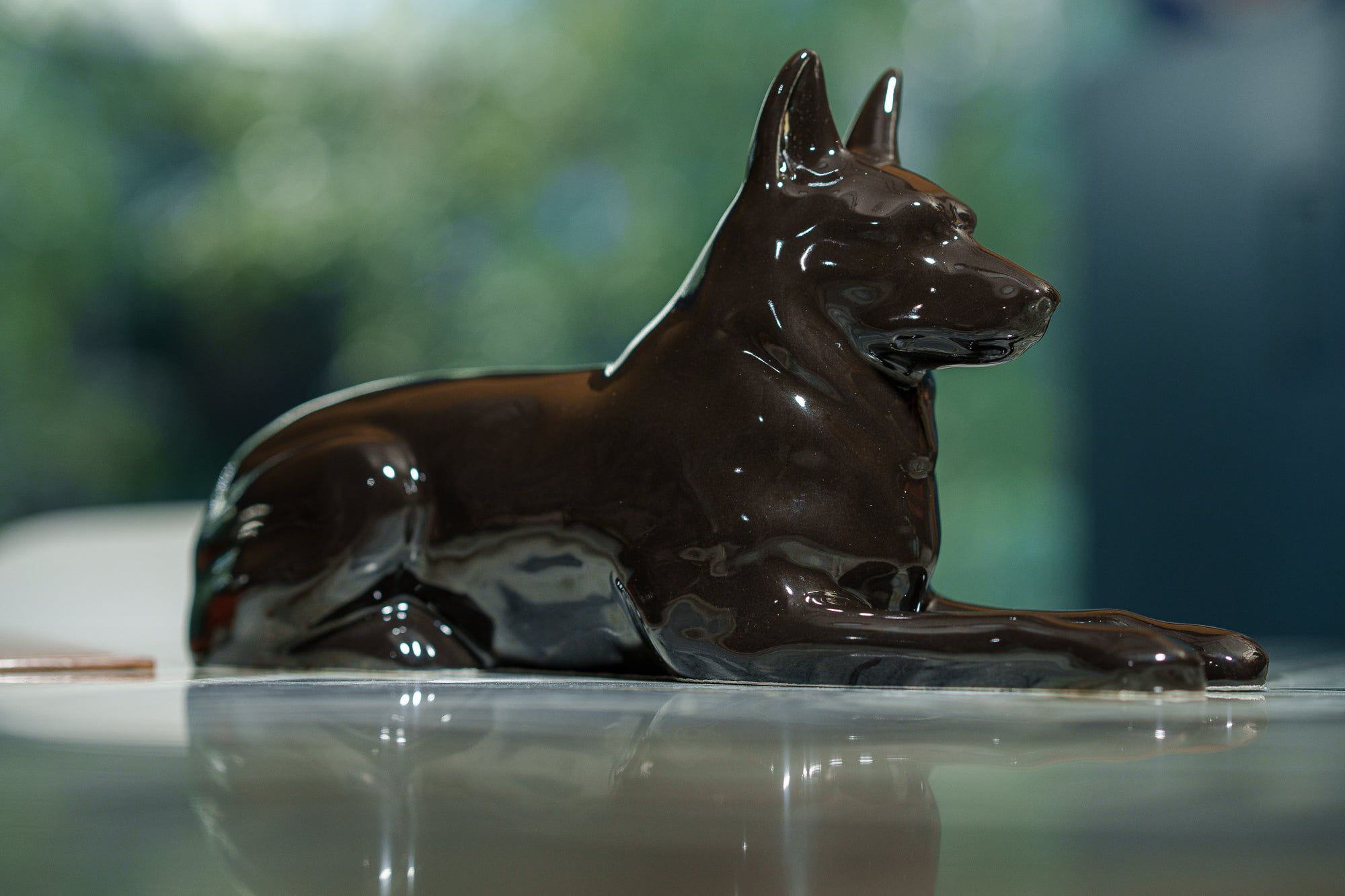 German Shepherd Pet Urn for Ashes in Glossy Black