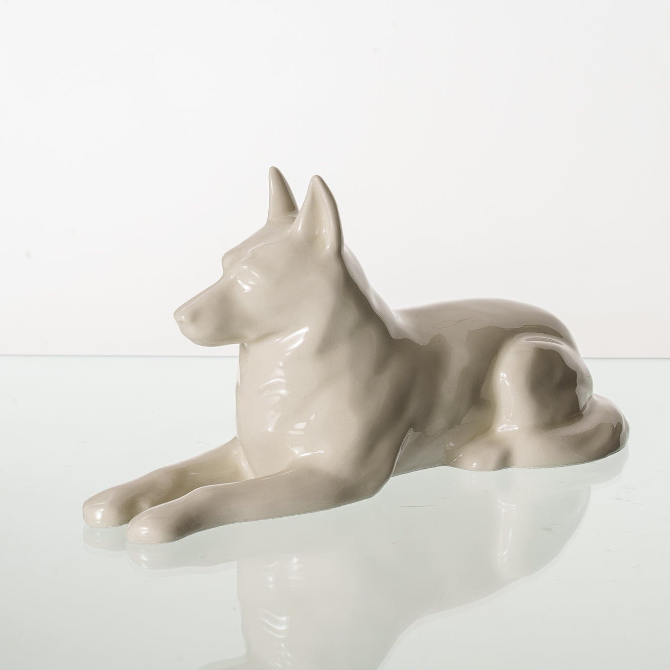 German Shepherd Pet Urn for Ashes in Cream