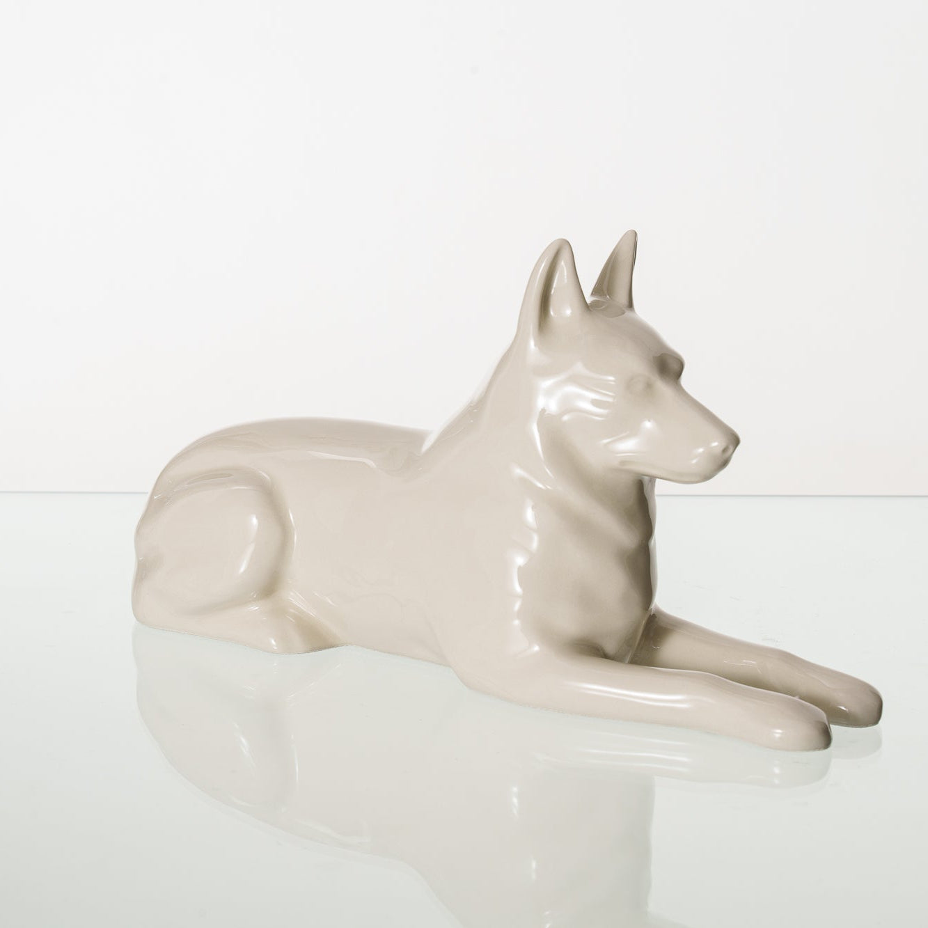 German Shepherd Pet Urn for Ashes in Cream