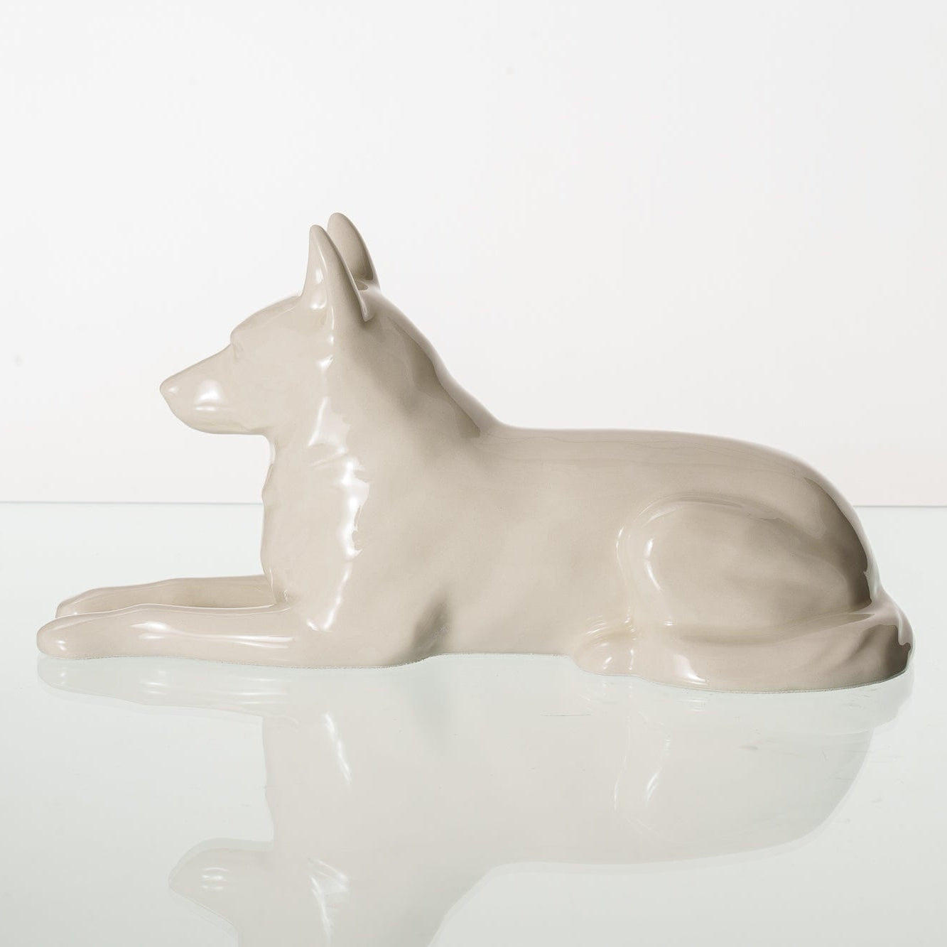 German Shepherd Pet Urn for Ashes in Cream