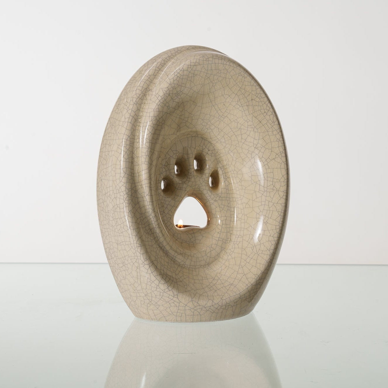 Paw Pet Urn for Ashes in Crackle Glaze
