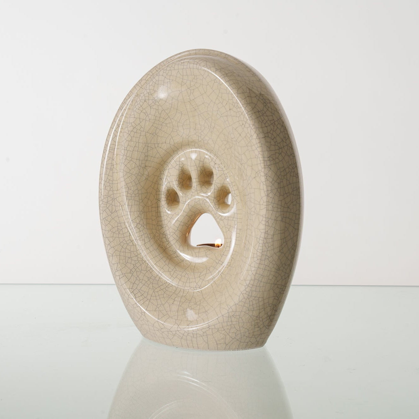 Paw Pet Urn for Ashes in Crackle Glaze
