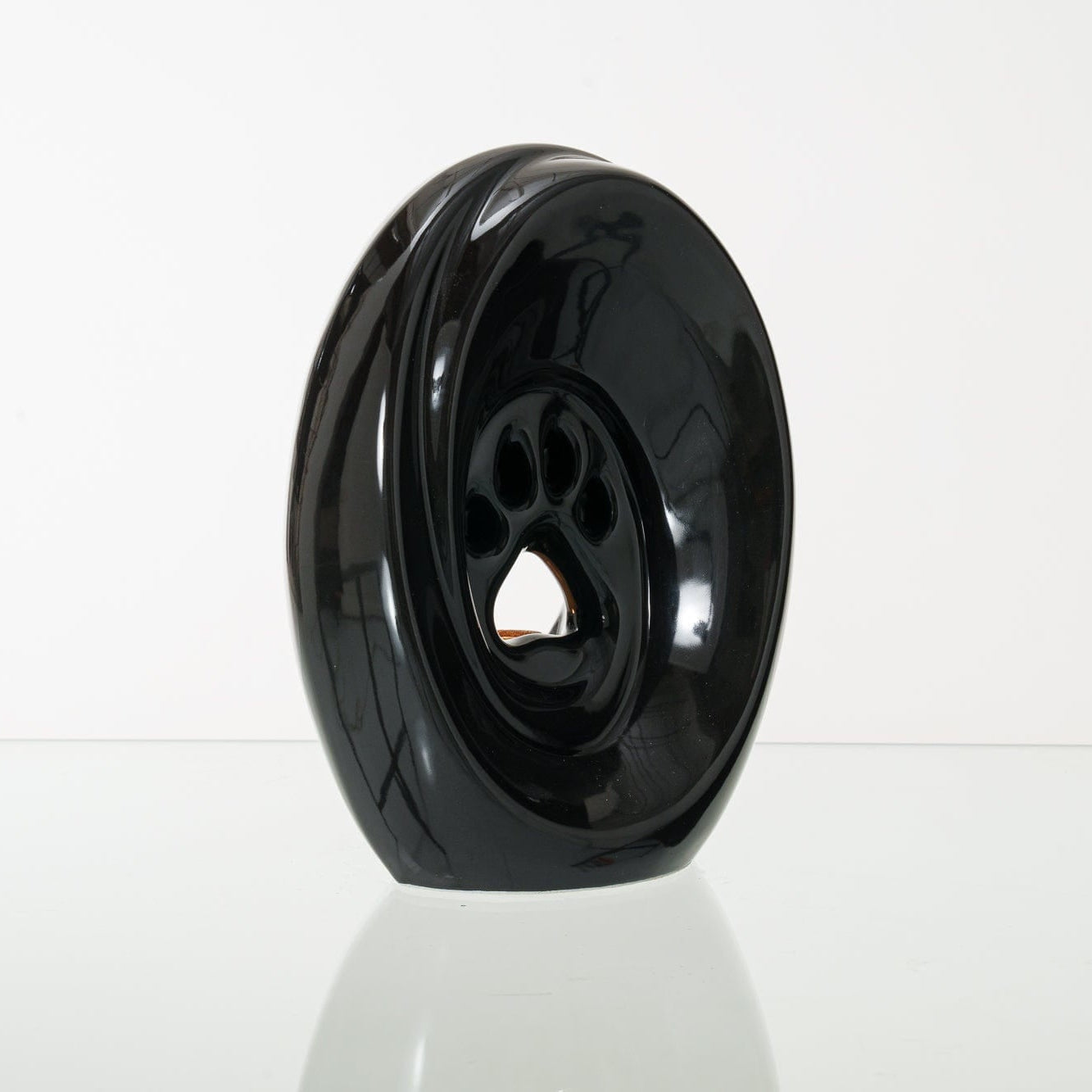 Paw Pet Urn for Ashes in Glossy Black