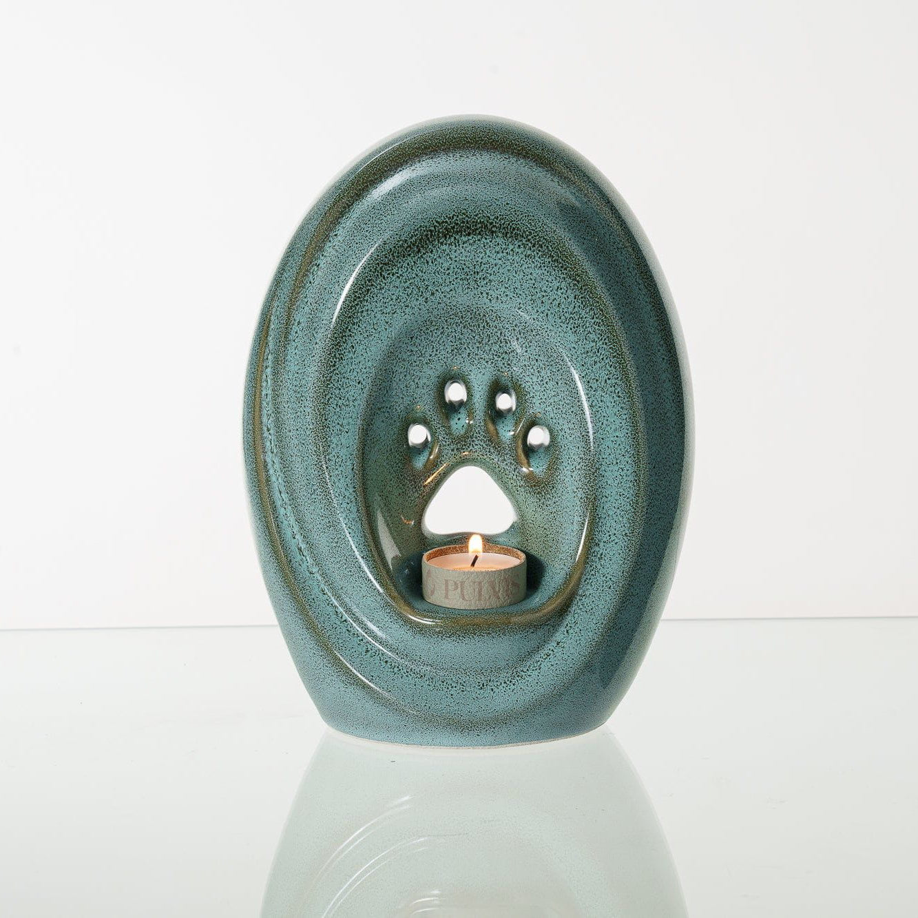 Paw Pet Urn for Ashes in Oily Green