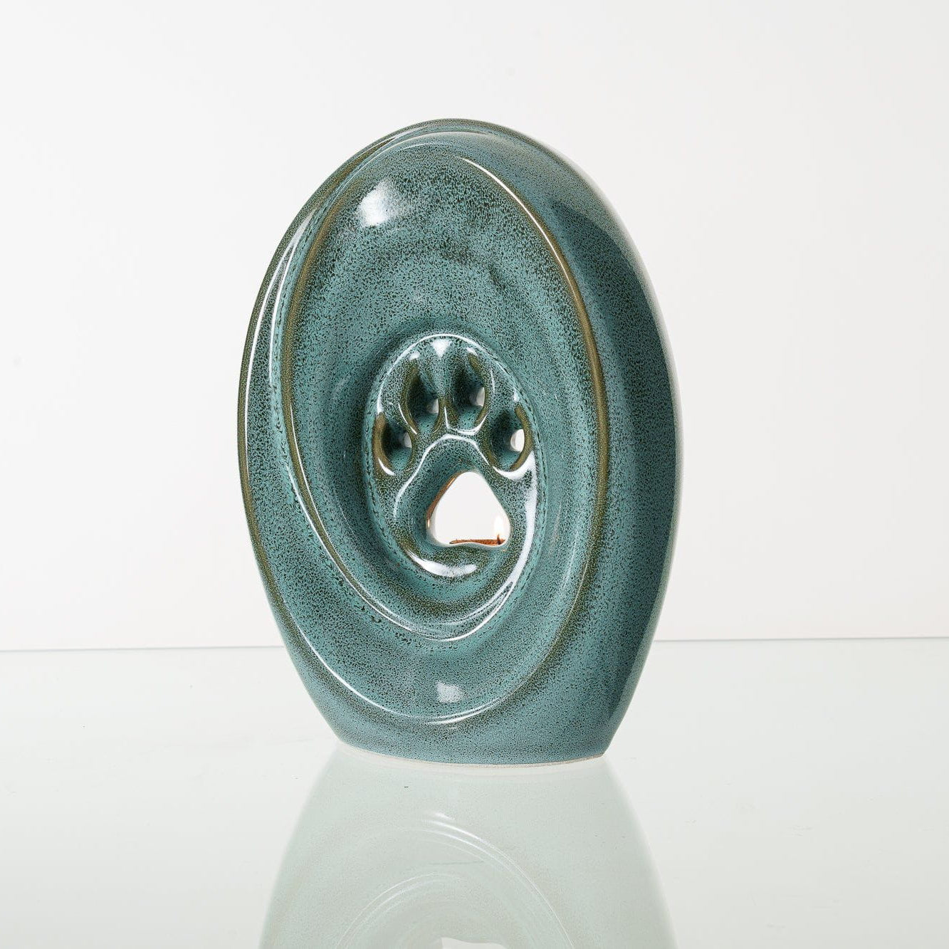 Paw Pet Urn for Ashes in Oily Green