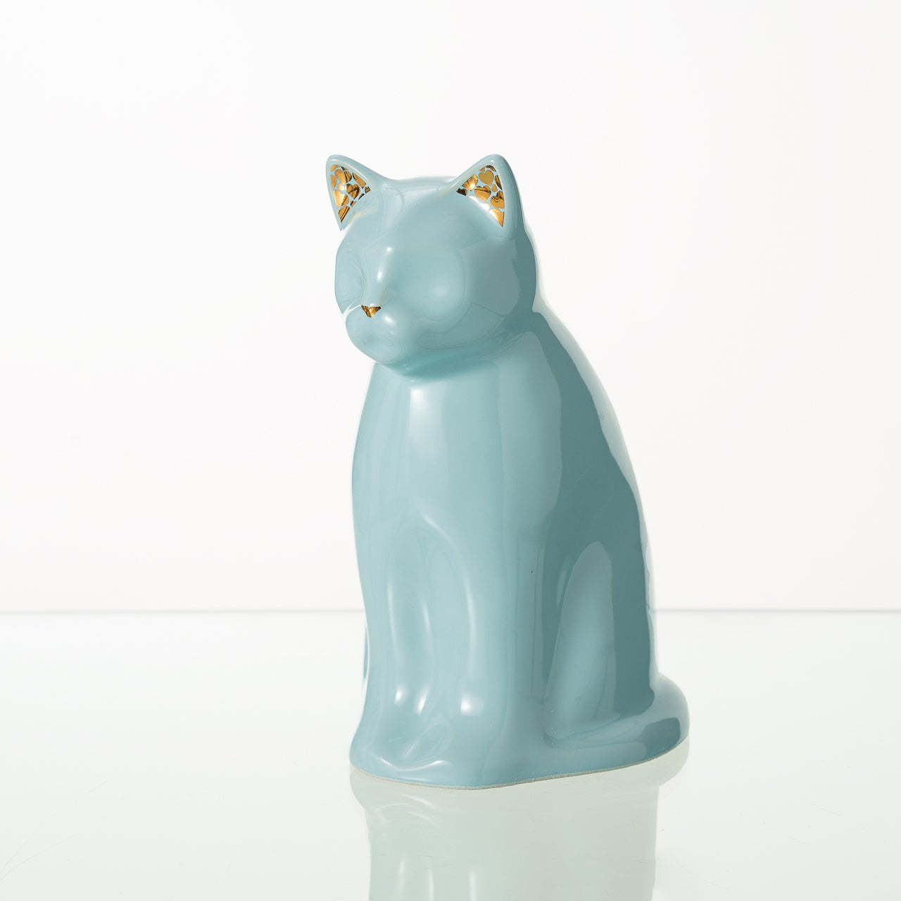 Meow Cat Pet Urn for Ashes in Light Blue