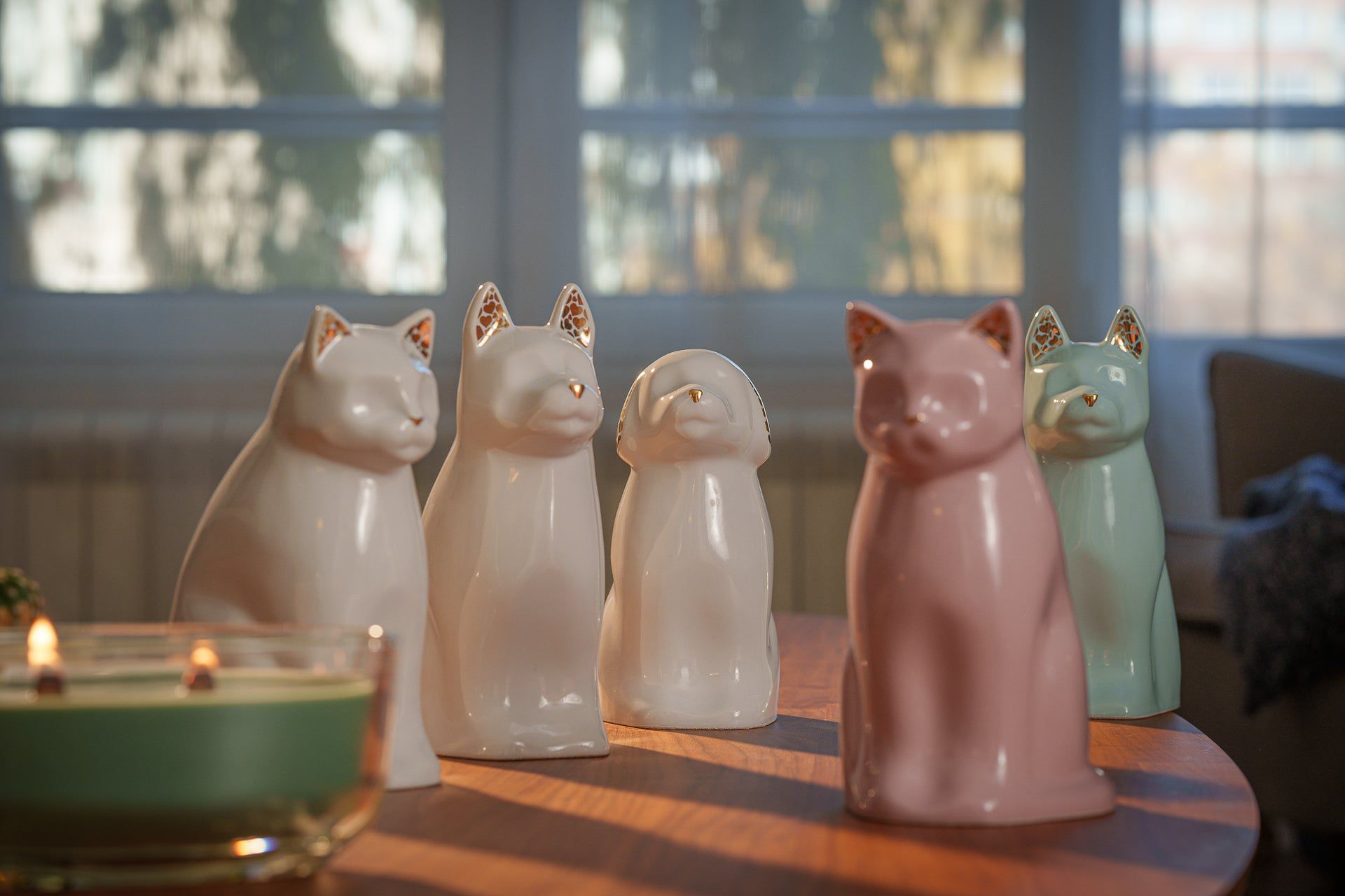 Meow Cat Pet Urn for Ashes in White