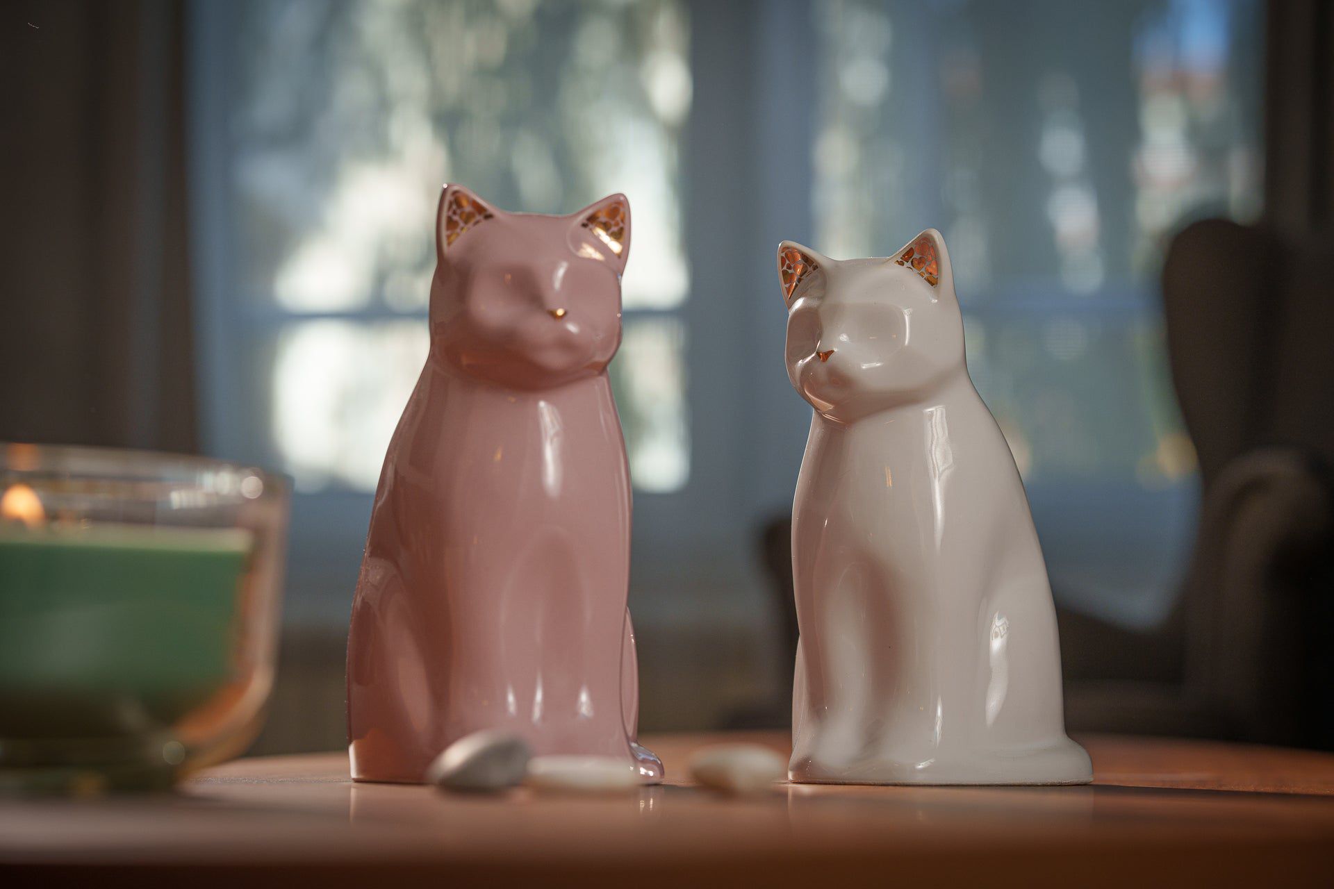 Meow Cat Pet Urn for Ashes in White
