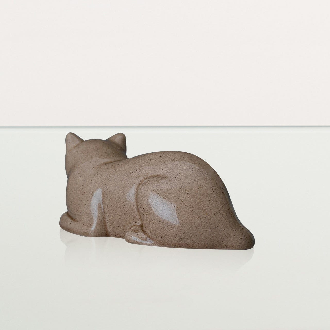Laying Cat Mini Urn for Ashes in Beige Grey
