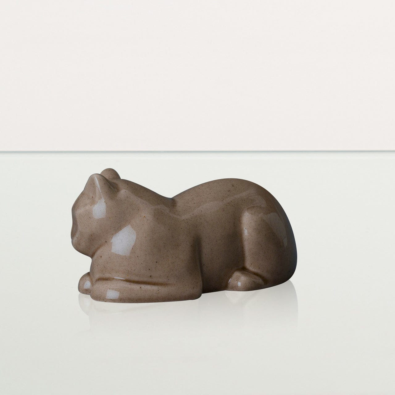 Laying Cat Mini Urn for Ashes in Beige Grey