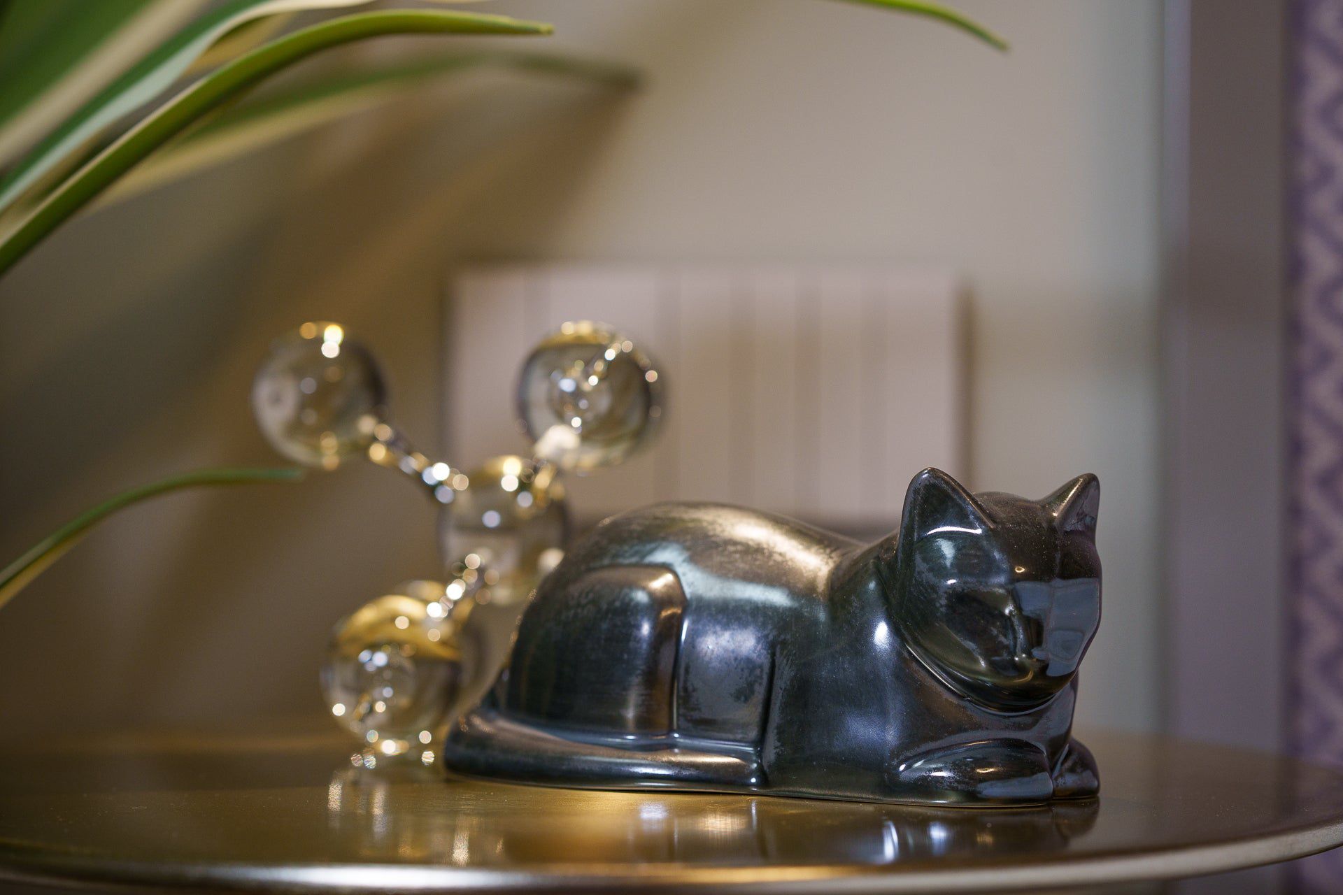 Laying Cat Mini Urn for Ashes in Matte Grey