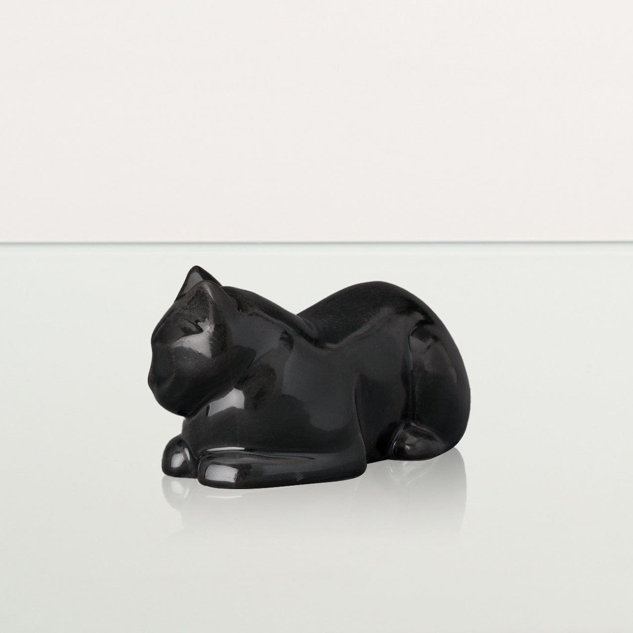 Laying Cat Mini Urn for Ashes in Matte Grey