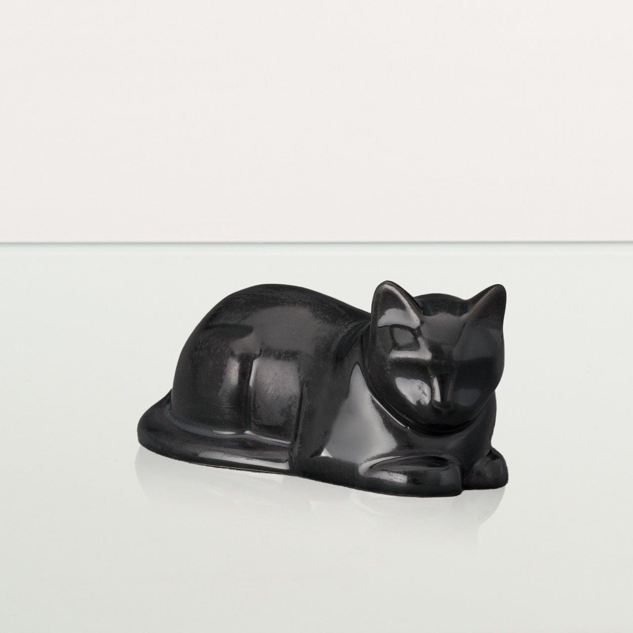 Laying Cat Mini Urn for Ashes in Matte Grey