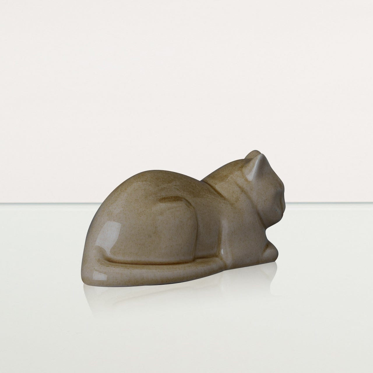 Lying Cat Mini Urn for Ashes in Dark Sand