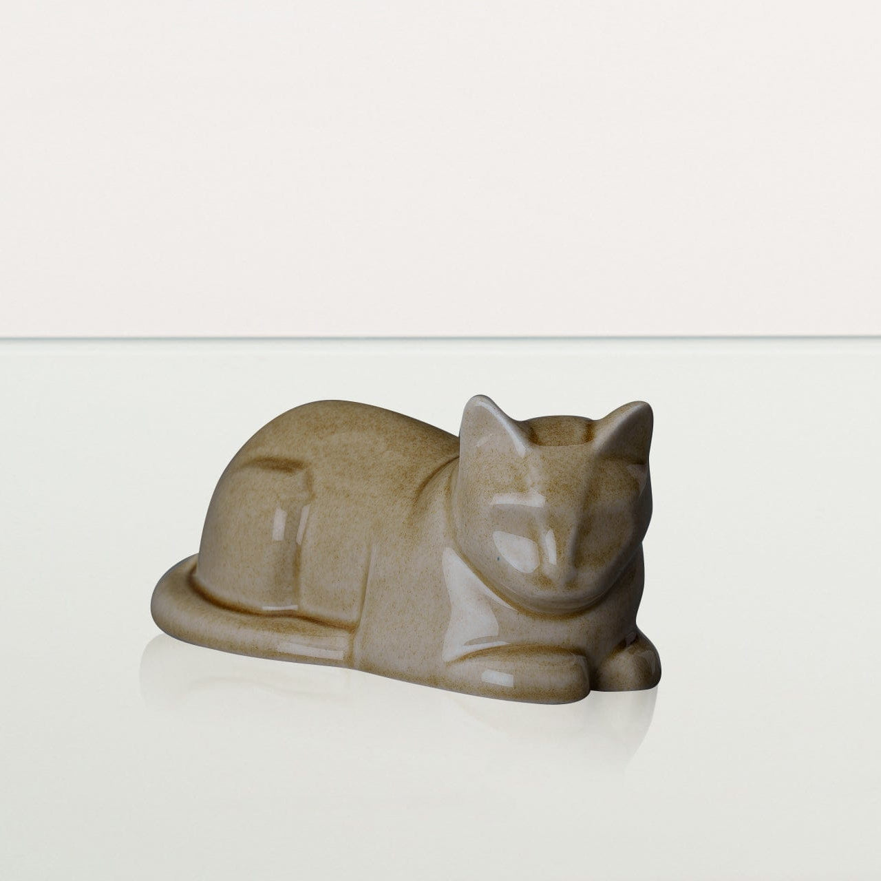 Lying Cat Mini Urn for Ashes in Dark Sand