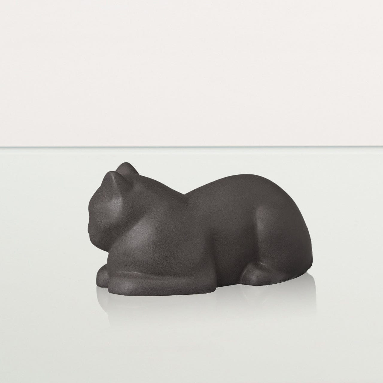 Lying Cat Mini Urn for Ashes in Matte Grey