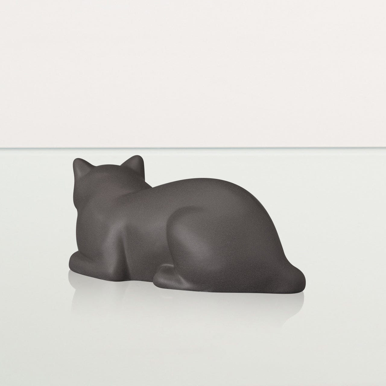 Lying Cat Mini Urn for Ashes in Matte Grey