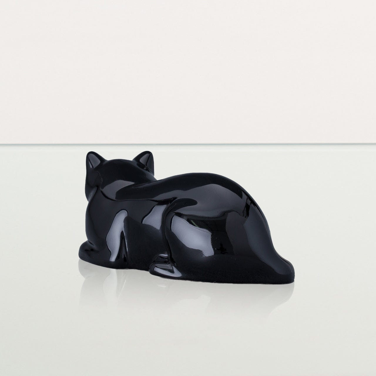 Lying Cat Mini Urn for Ashes in Matte Black