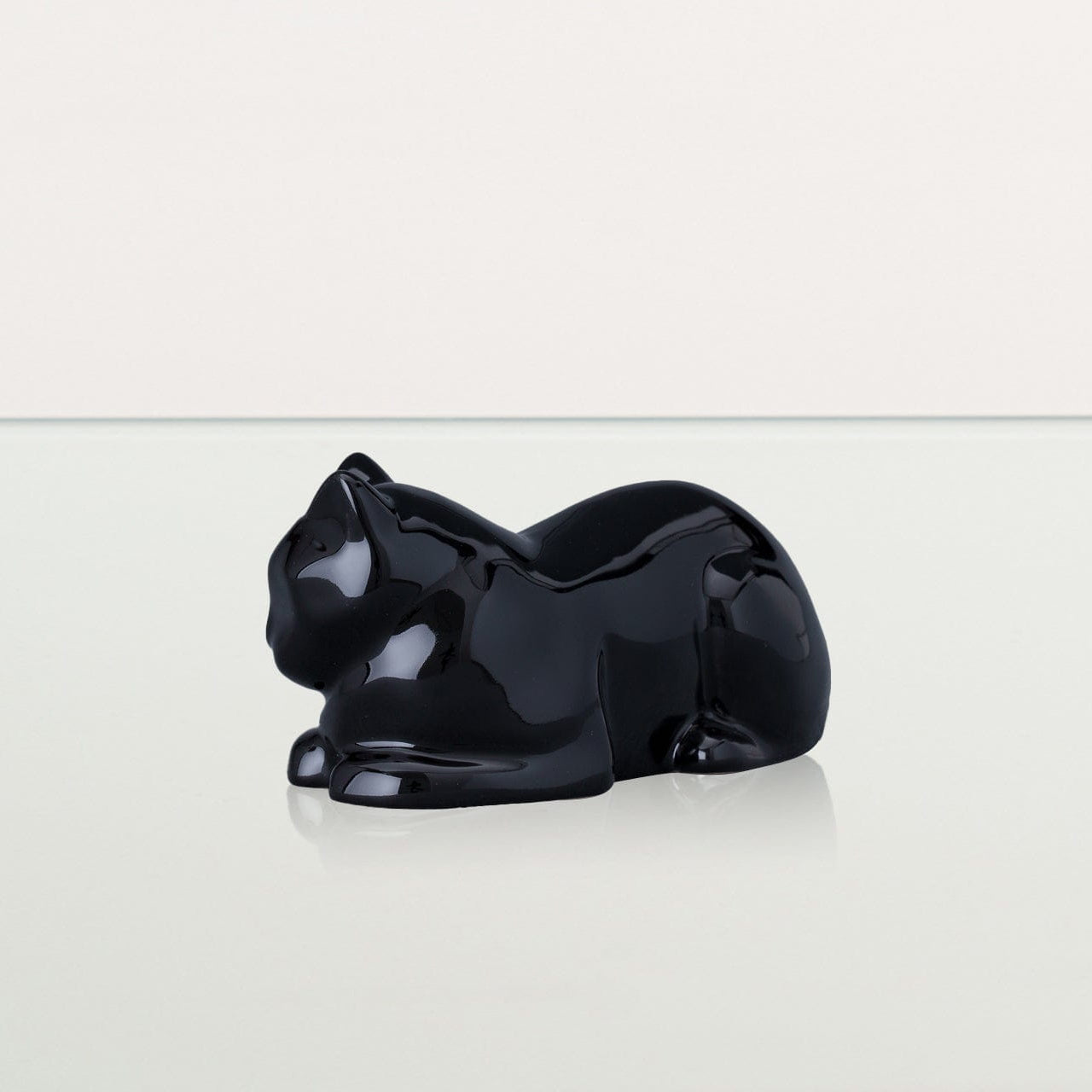 Lying Cat Mini Urn for Ashes in Matte Black