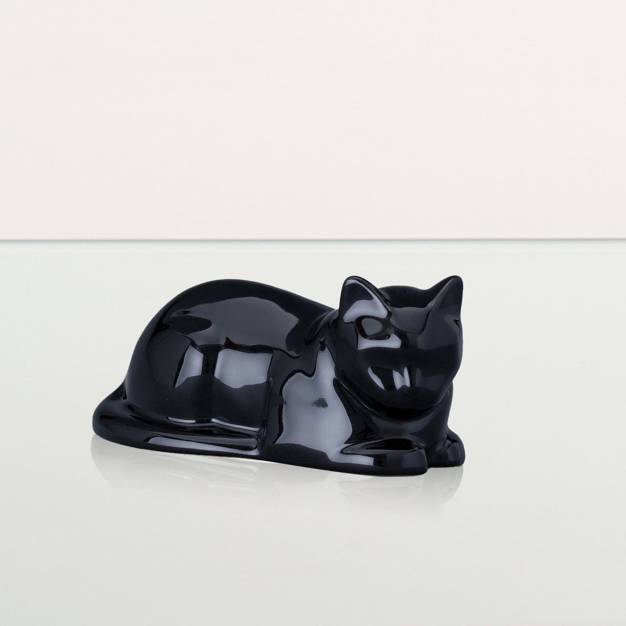 Lying Cat Mini Urn for Ashes in Matte Black
