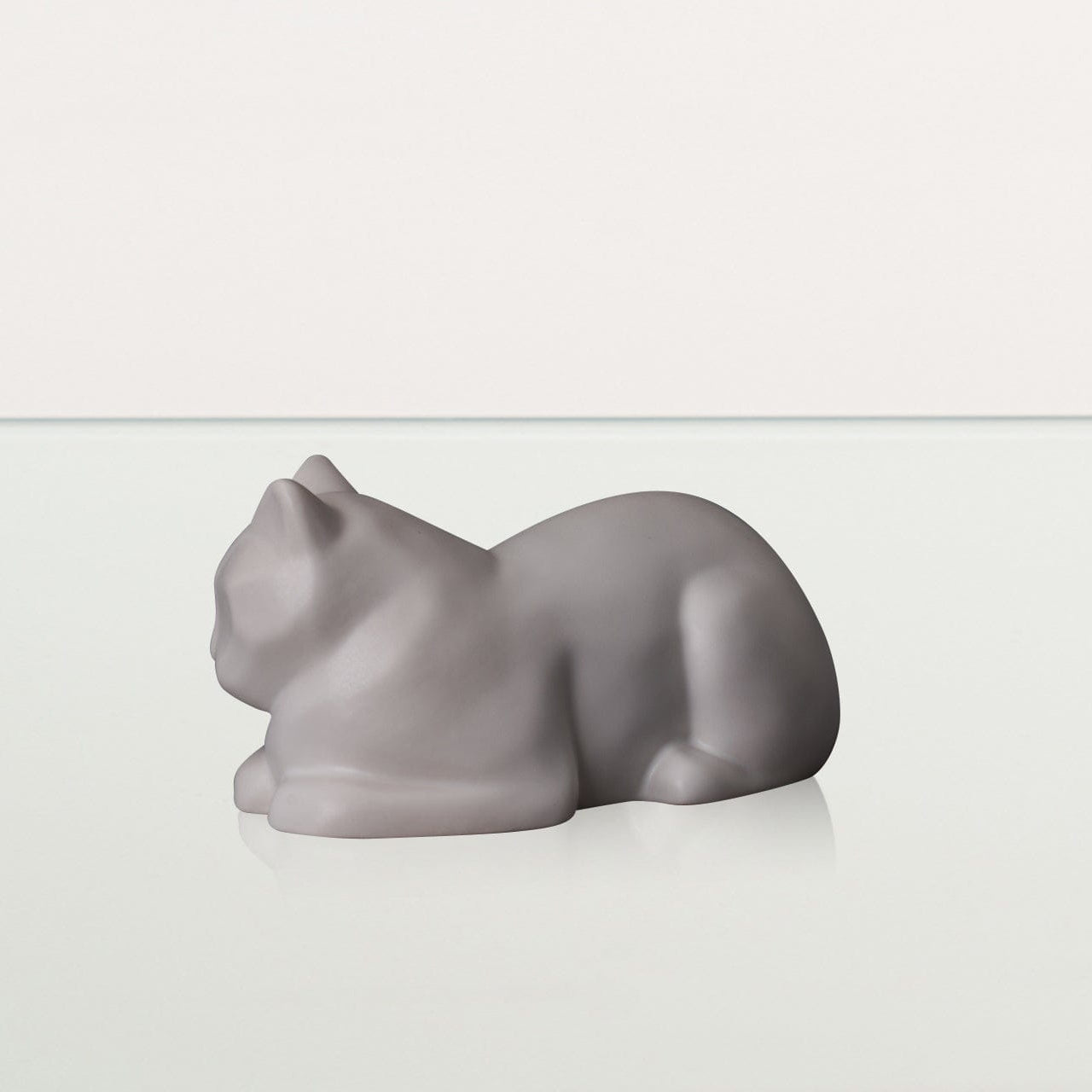 Lying Cat Mini Urn for Ashes in Matte White